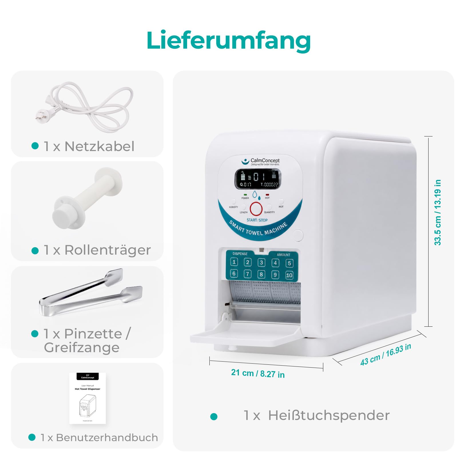 Warmtuchspender, 60s Schnelles Aufheizen | Einstellbare Länge & Feuchtigkeit, 1350ml Wassertank | Feuchttücher-Maschine für Gastronomie, Hotel, Spa & Zuhause