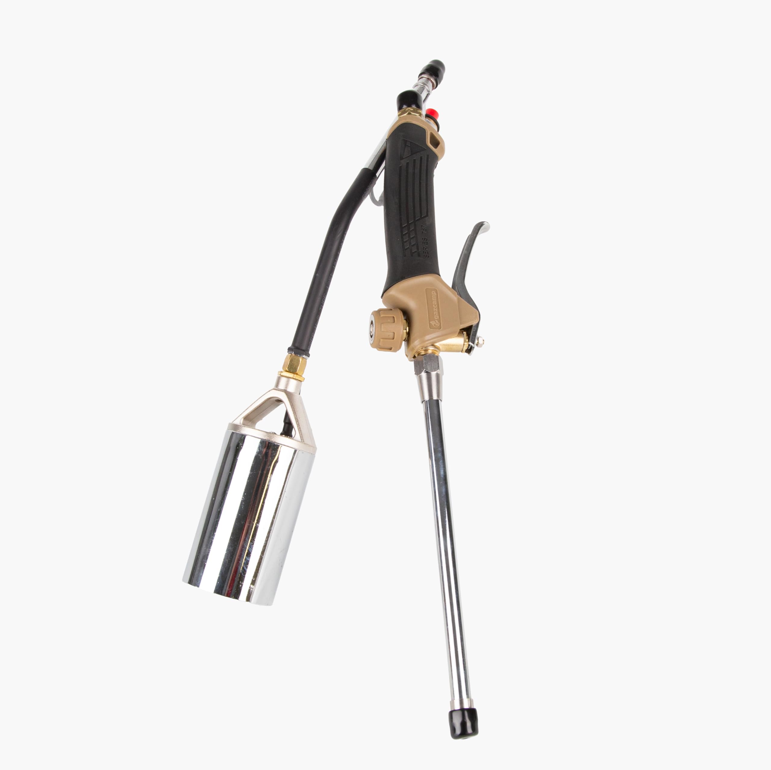 Gazcamp PQ855 PZ Profi-Abflammgerät, 2-teilig mit Piezo-Zündung, 60mm Brennerkopf, 92cm Länge, 5m Propangasschlauch, für Dacharbeiten und Unkrautentfernung