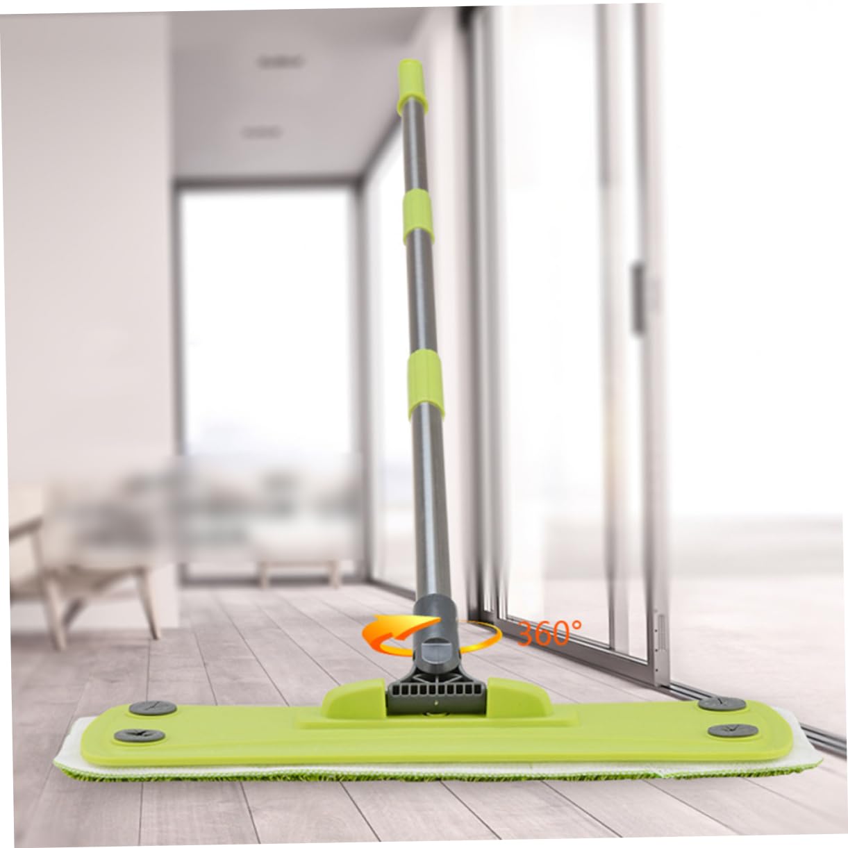 Mop Microfibra in Legno Rotante Pavimenti per 360° | Panno Lavabile Riutilizzabile, Uso a Secco o Umido, 3 Ricambi Inclusi per Casa e Ufficio
