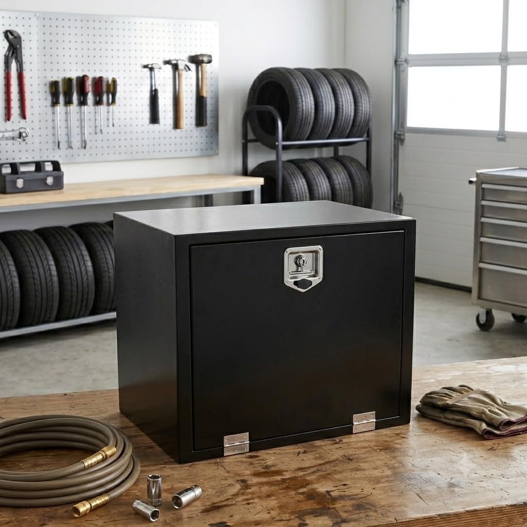 30"x24"x24" Steel Underbody Truck Tool Box Storage Organizer, Black