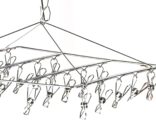 Miniatura 6 de MOTUZP Clothes Drying Hanger Stainless Steel Clip and Drip Hangers Wind Proof Clothes Hanger Rack Clothes Drying Rack for Underwear Socks Hat(No