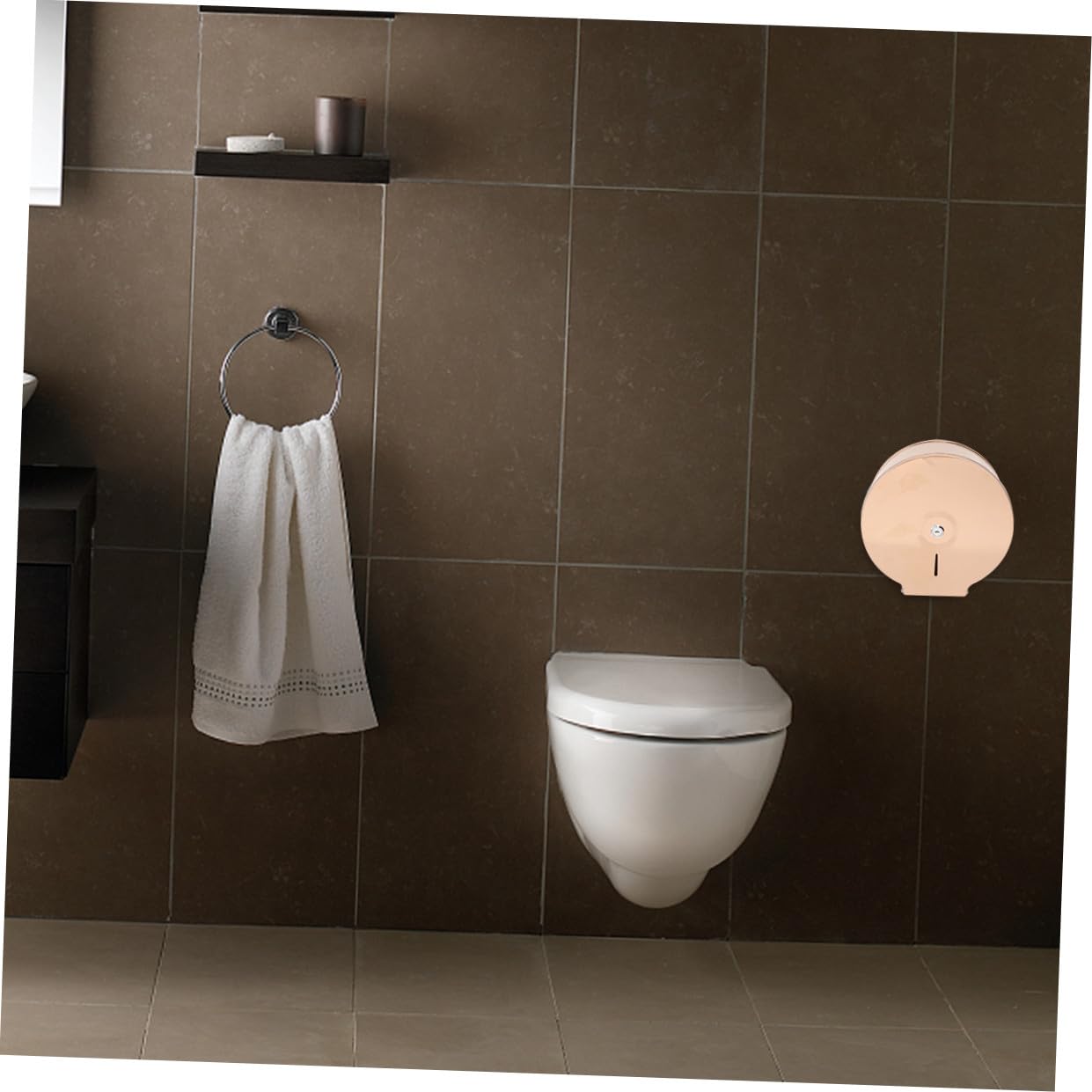 Portarotolo Carta Igienica da Parete in Acciaio Inox 304 Dorato | Tondo, Uso per Bagno e Toilette, Funzione Anti-spruzzo e Spazio Contenitivo