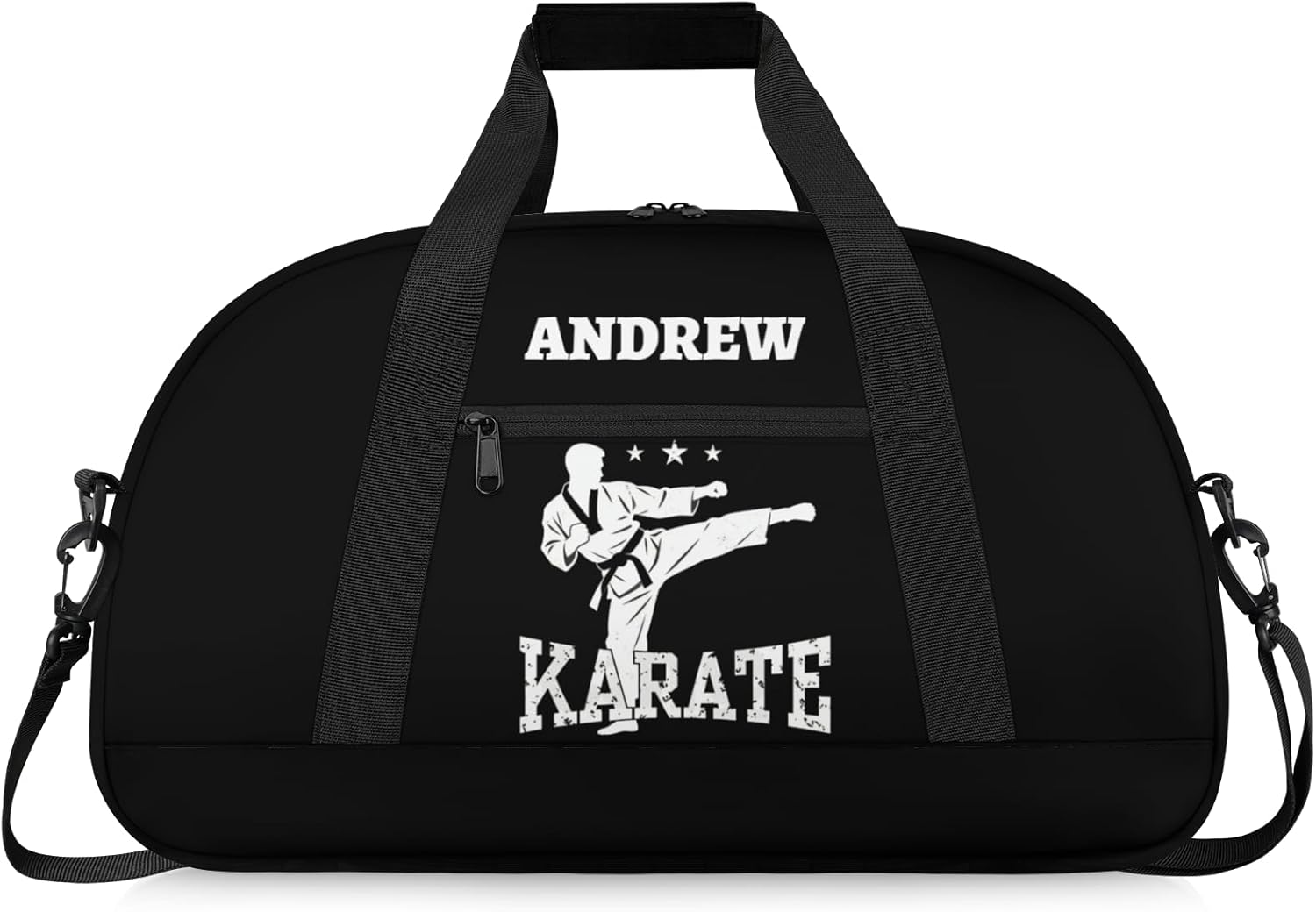 Custom Name Taekwondo Karate Duffle Bag for kids Boy Girls - Personalized Martial Arts Gear Bag, Water-Resistant Sparring Equipment Bag, Karate Black