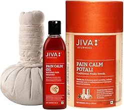 Jiva Pain Calm Potali 200g With Pain Calm Oil 120 ml | Alleviates Musco-Skeletal Pains | For Back Pain, Neck Pain, Knee Injury, And Shoulder Stress (Pack Of 1)