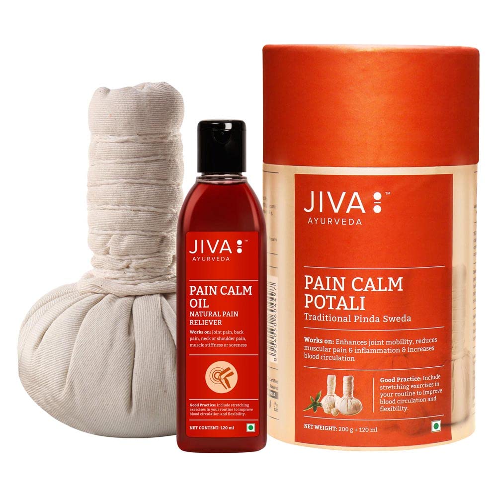 See full amazon price history chart for Jiva Pain Calm Potali 120 ml | Alleviates Musco-Skeletal Pains | Helps With Spondylitis, Joint Pain, Arthritis, Back Pain, Neck Pain, Knee Injury, And Shoulder Stress (Pack Of 1) Jiva Pain Calm Potali 120 ml | Alleviates Musco-Skeletal Pains | Helps With Spondylitis, Joint Pain, Arthritis, Back Pain, Neck Pain, Knee Injury, And Shoulder Stress (Pack Of 1) (B0C13PLYMK) Amazon Price History, Amazon Price Tracker
