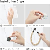 Vista 3 de WONQEXZ Soporte para papel higiénico de cuerda náutica, autoadhesivo, no requiere taladro, negro, acero inoxidable y cuerda de algodón