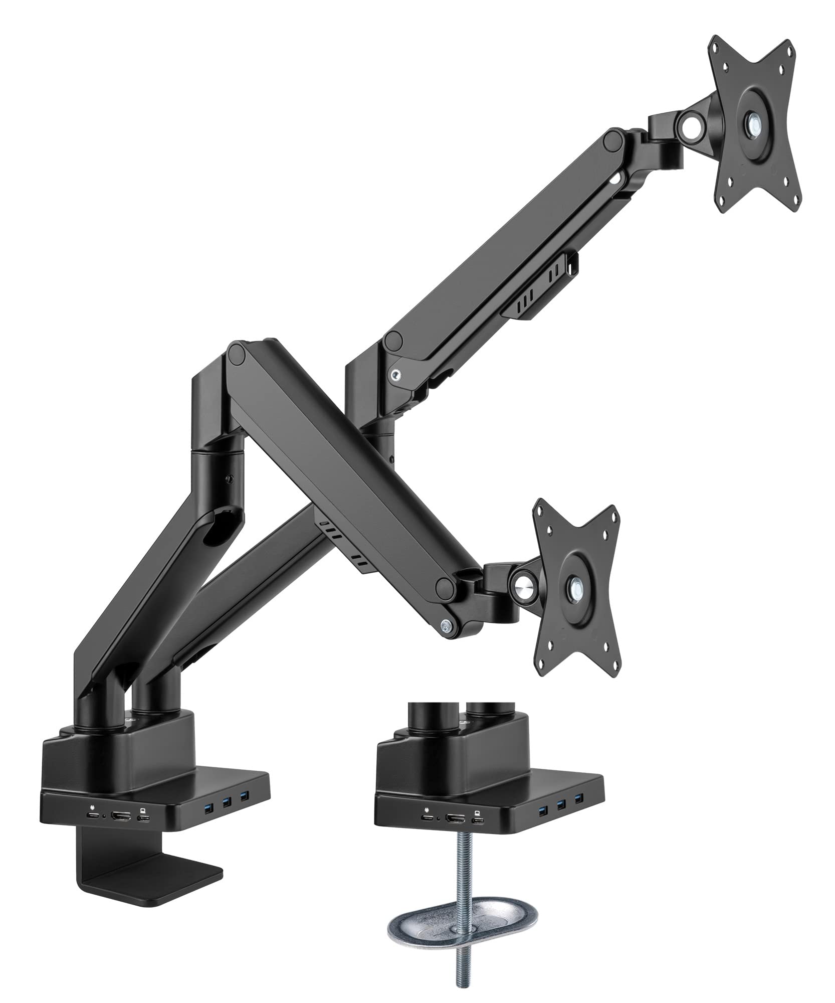 Manhattan 461887 Supporti a parete per TV 81,3 cm [32] Scrivania Nero (TV/MONITOR DESK MOUNT DUAL DOCK - -GAS DUAL 27IN ENET/HDMI/USB-A/C)
