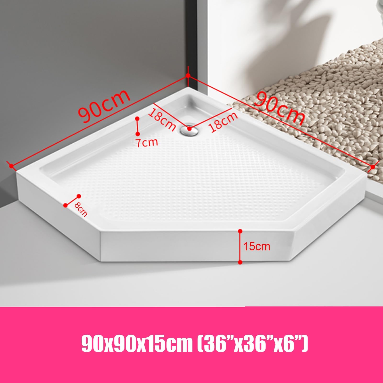 Amazon.com: Yclty Acrylic Shower Base in Glossy White - Non-Slip