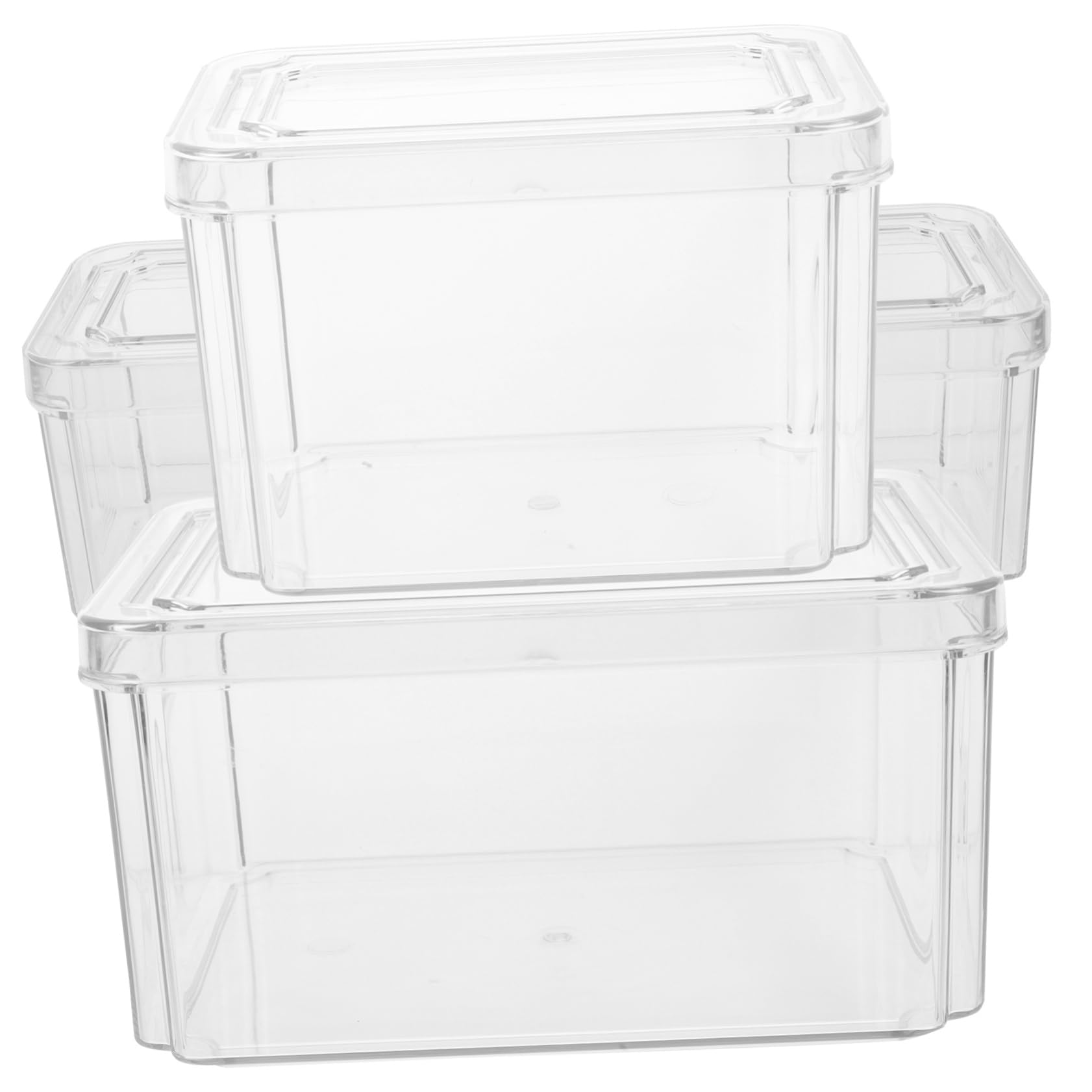 COLLBATH 3 Cajas Organizadoras para Frigorífico de Pet, Apilables y Desmontables, Gran Capacidad, para Verduras y Queso Rallado, Cocina y Congelador
