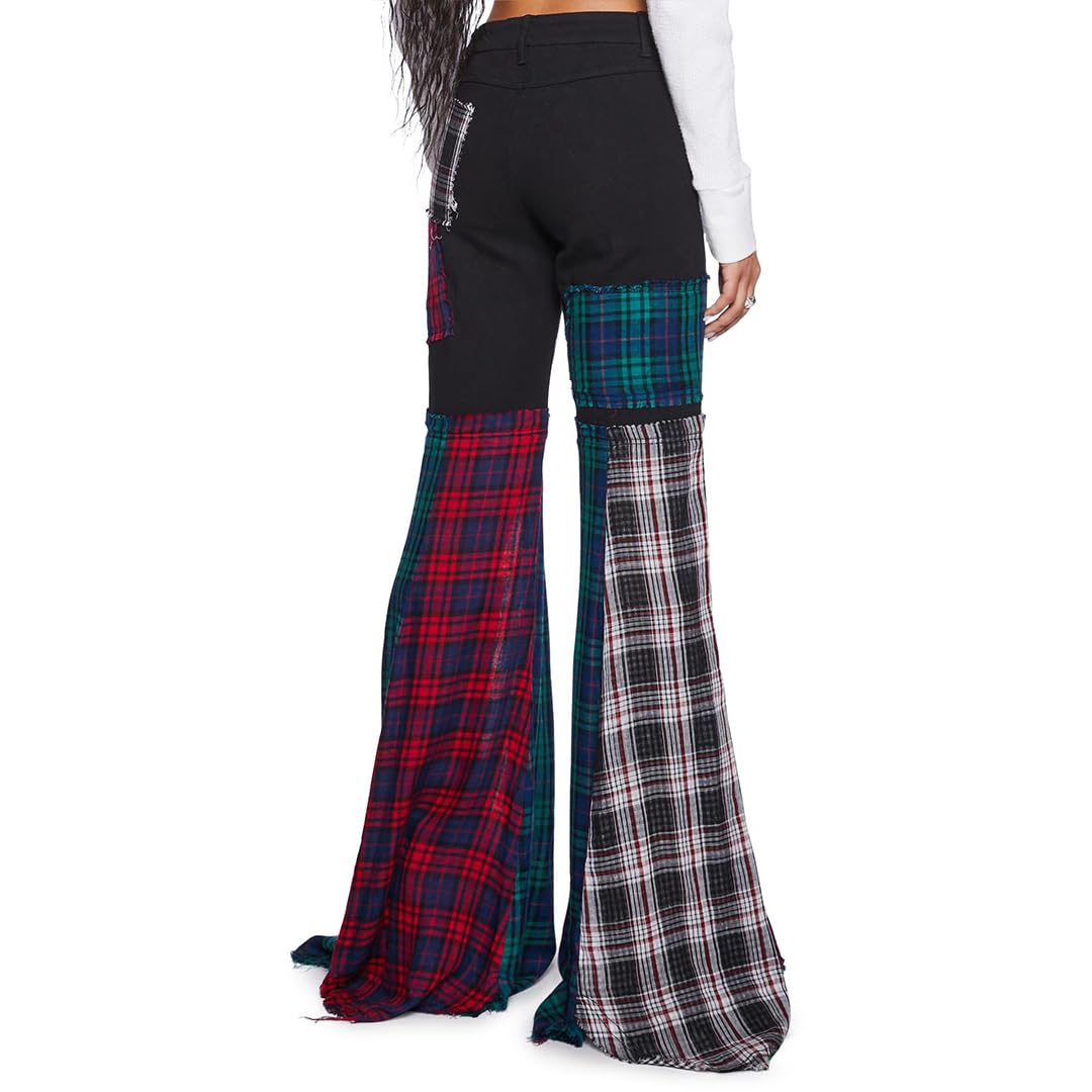 Dolls Kill Better Together Plaid Pants – Mixed Plaid, Wide Leg Pants, Perfect for Grunge Fashion