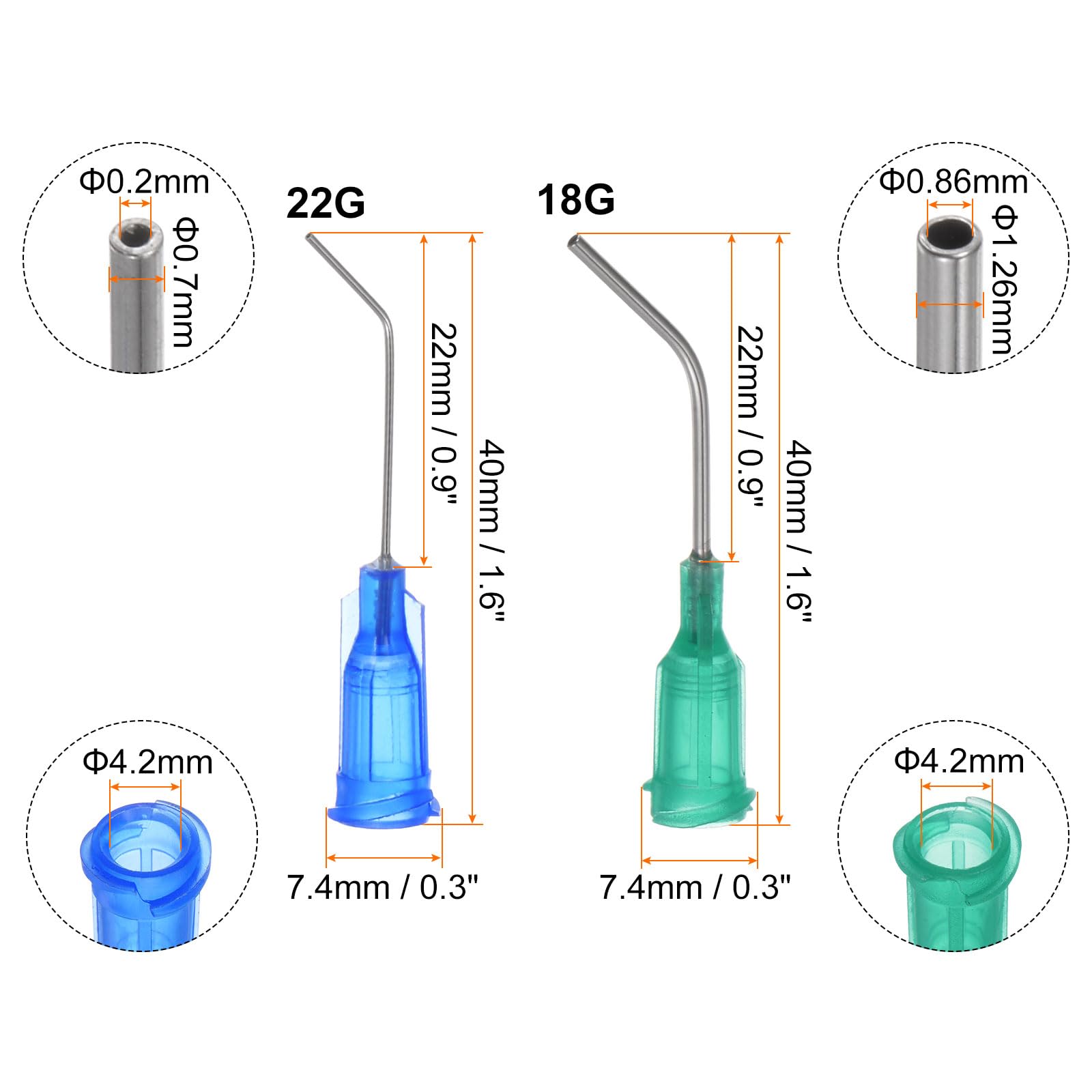 HARFINGTON 24pcs Blunt Tip Dispensing Needles 18G 22G 45 Degrees Bent Dispensing Tips 1