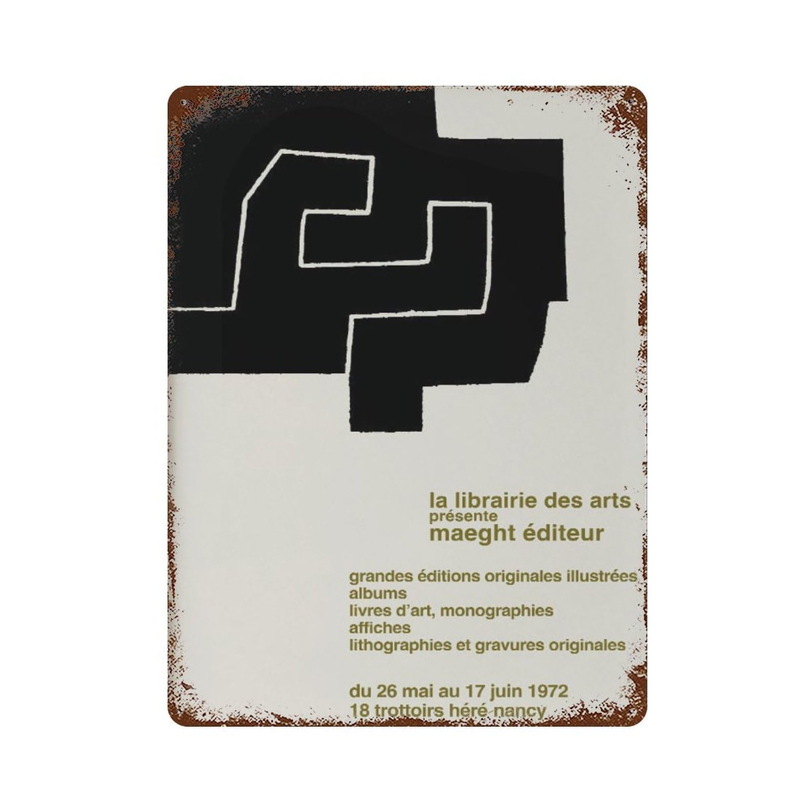 xiaoxiaoshen Chillida Maeght Exhibition Minimalist Abstract Wall Decor Art Metal Tin Poster Modern Home Decor Art Home Bar Shop Decorations Vintage Sign 40x30cm