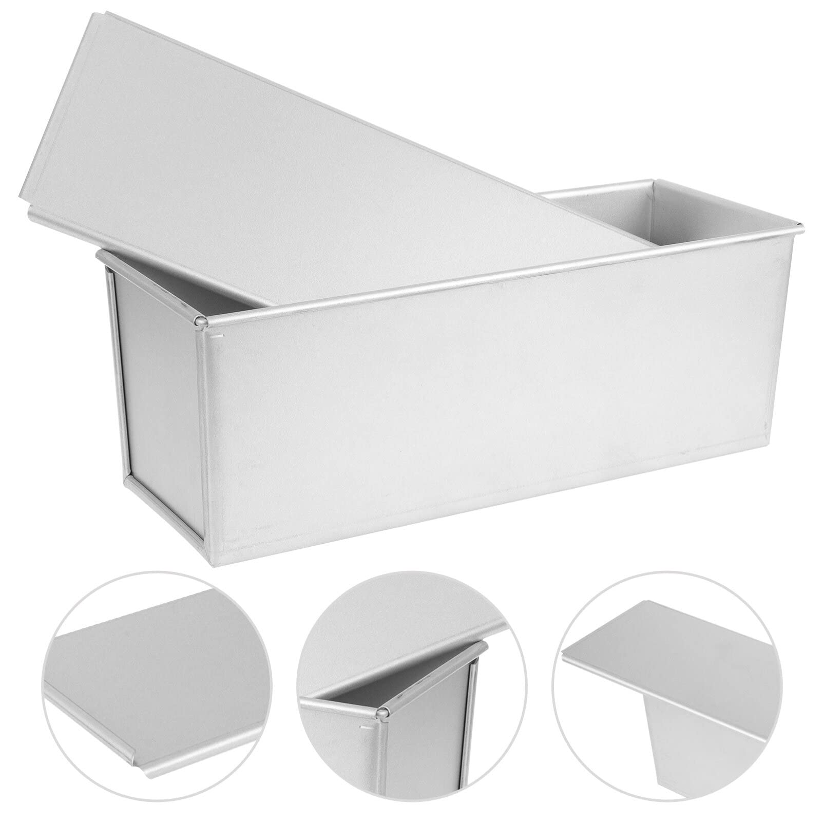 Brotbackform mit Deckel aus Aluminiumlegierung, Silber, Wiederverwendbar | Brotform mit Deckel, Metall Kastenform für Küche und Zuhause, Leicht zu Reinigen