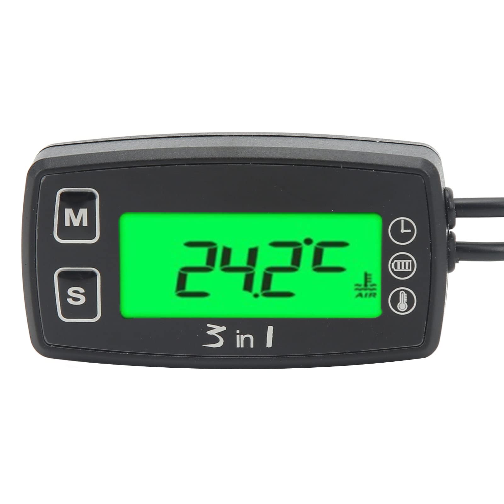 Termómetro Voltímetro con Reloj de Tiempo Digital 3 en 1, Medidor de Motocicleta Impermeable IP67 para ATV - Rendimiento Confiable