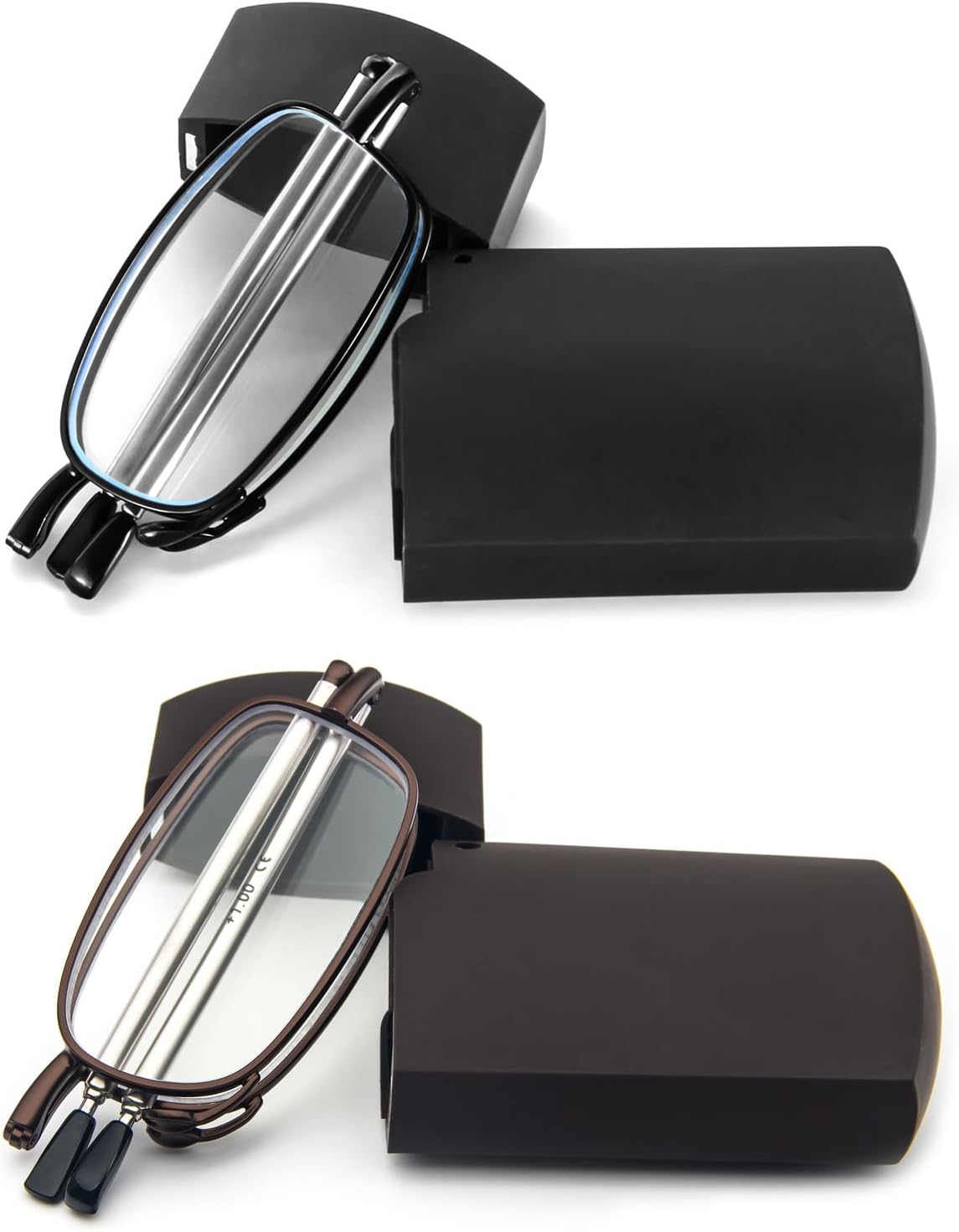 2 Pack Folding Reading Glasses Stainless Steel Mini Anti-Blue Light Blocking Reader for Men Women - Image 2