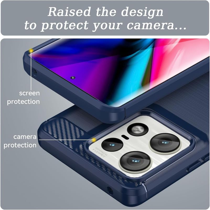 Image of NPRC Hybrid Ultra Slim Protective Case TPU Non-Slip Carbon Fiber Texture Shockproof Case Cover for Moto Edge 50 pro - Blue