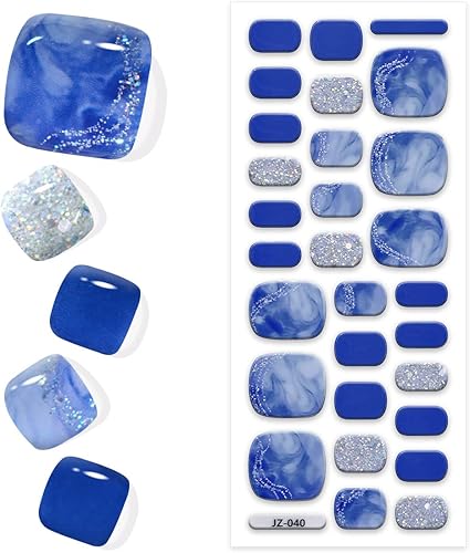 Tiras de gel semicuradas para uñas de los pies, tiras de pedicura de gel semicuradas, calcomanías de gel para pedicura y pedicura de larga duración,