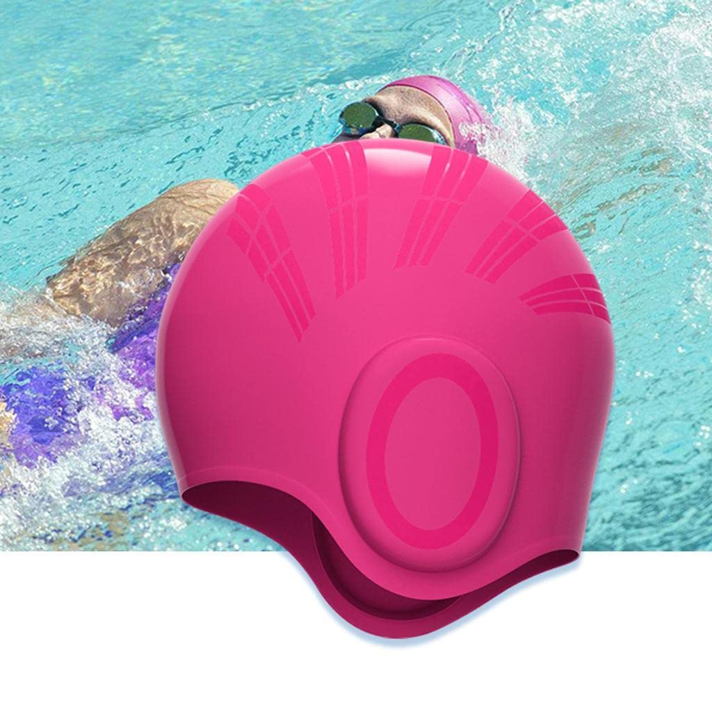 ubersweet Ubersweet® Ear Protection Long Hair Swim Hat High Elasticity Swimming Hats Rose Red-picture-36