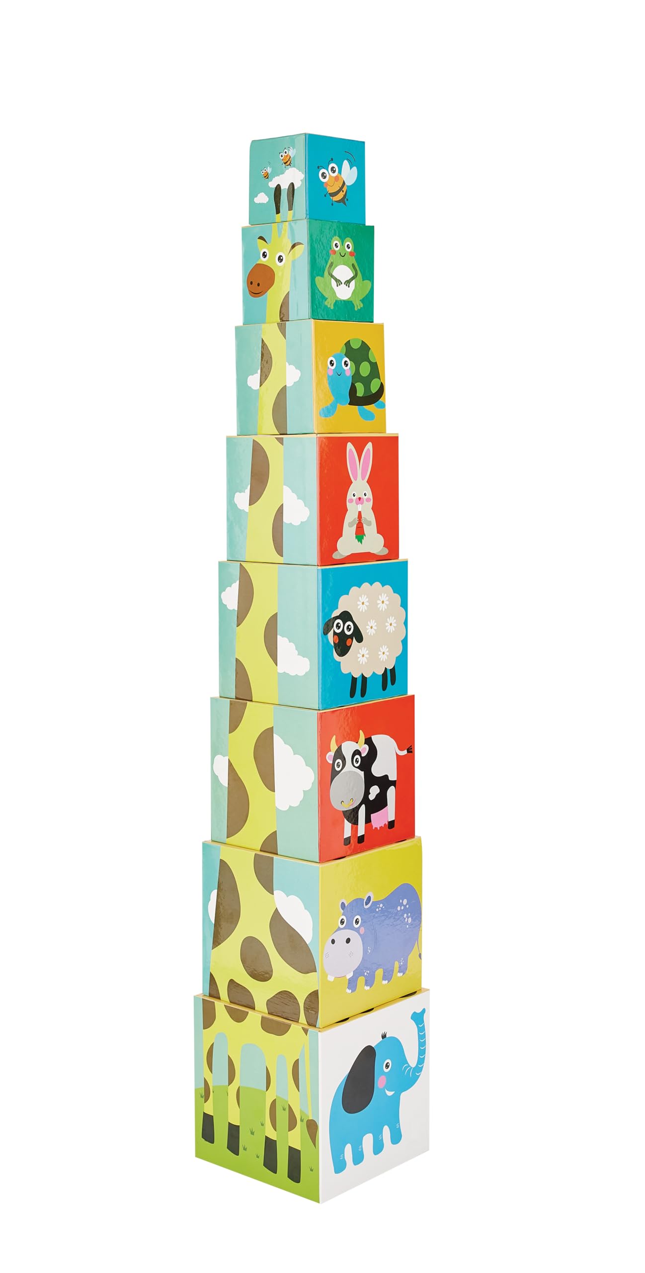 Kidoozie Stack N' Learn Cubes - Build a 30 Inch Giraffe with These Colorful Learning Cubes for Ages 2+ - Stack, Nest, Sort, & Learn Your ABCs & 123s!