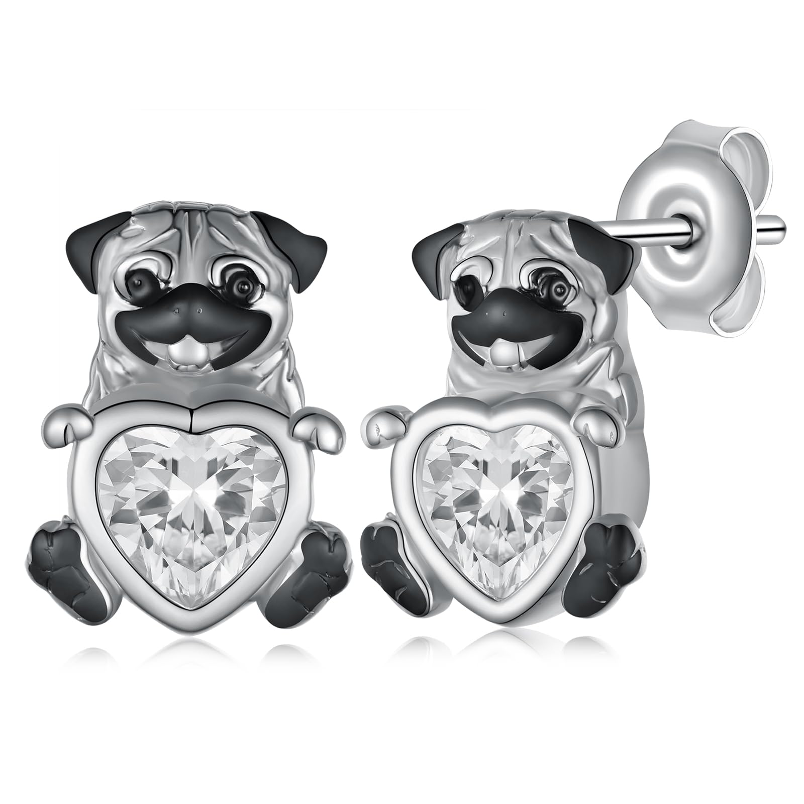 Pug Earrings Sterling Silver Dog Stud Earrings for women Pug Gifts for Women