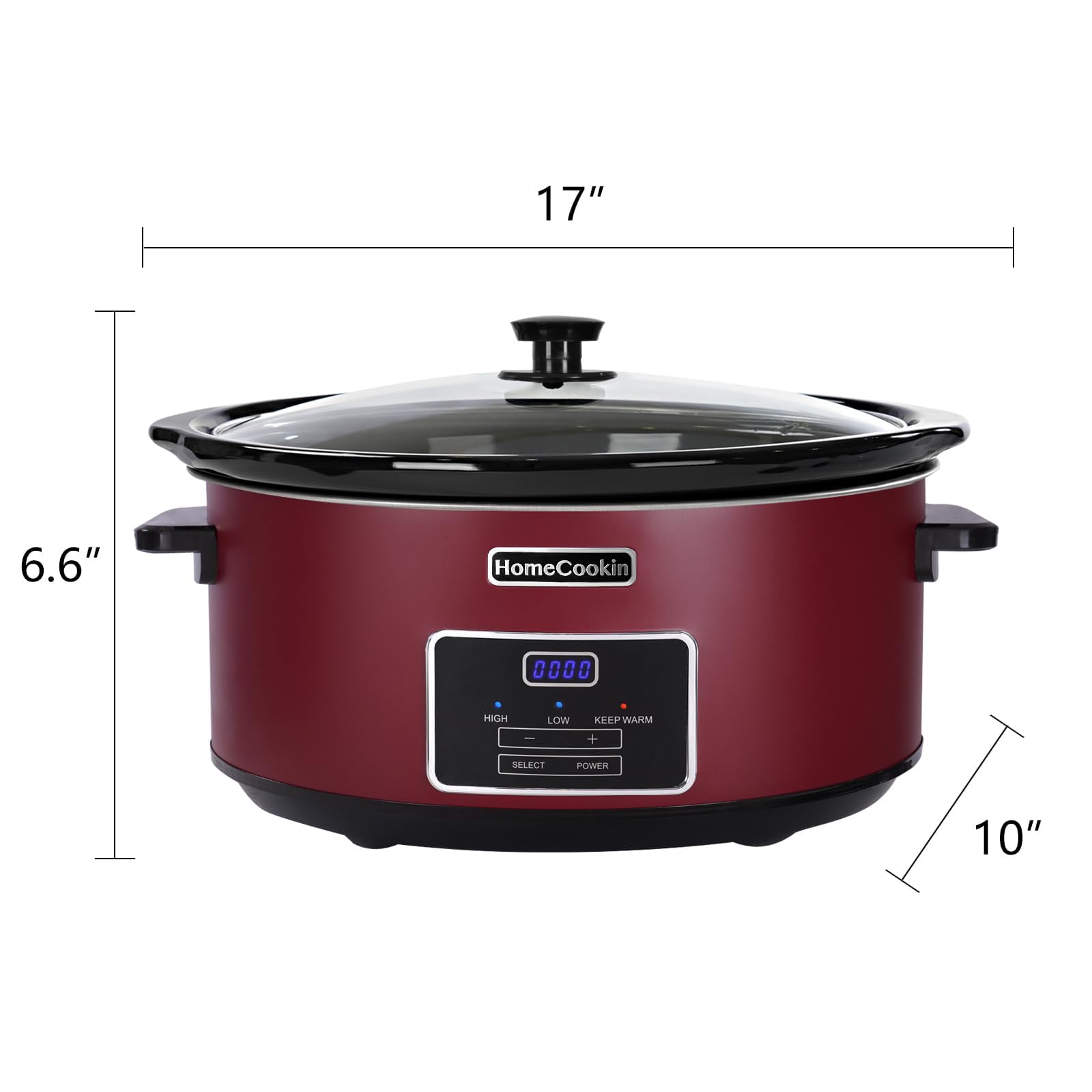 HOMECOOKIN Fornello da cucina programmabile, 8 litri, perfetto per cene in famiglia, acciaio inossidabile, rosso