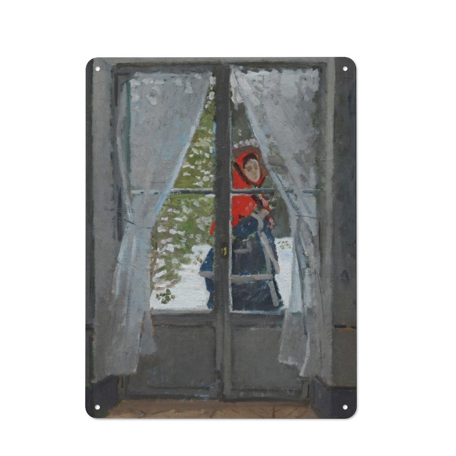 Junmoney The Red Kerchief Monet Retro Tin Sign 40X30cm Featuring For Bar Or Restaurant, For Metal Sign Collectors, For Garage And Workshop Walls