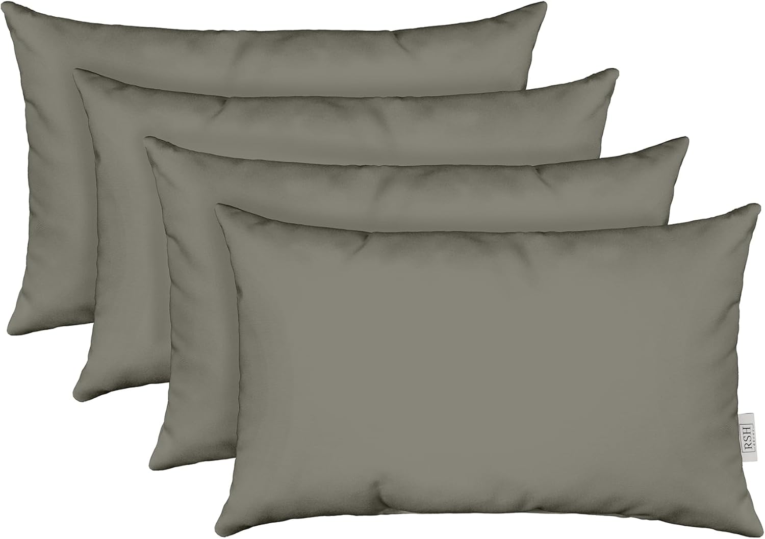 Lumbar Throw Pillows Set of 4 | 20"x 12" | All-Weather Spun Fabric | Water and Fade-Resistant | Outdoor Support Pillows for Patio Furniture | Charcoal Grey