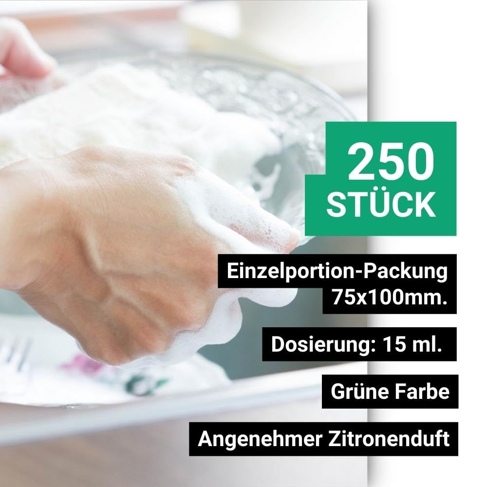 GPQ - Flüssiges Geschirrspülmittel 15 ml. | 250 Stk. | Amenities Handgeschirrreiniger | Fettlöser/Entfetter | Ohne Parabene | B&B, Landhaus, Camping, Appartement... | Made in EU