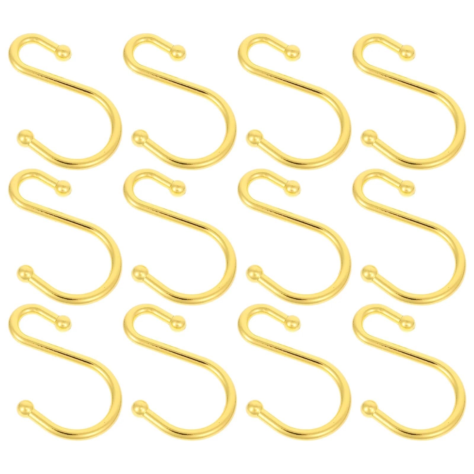 Shower Curtain Hooks 12Pcs S Shaped Shower Curtain Hooks Zinc Alloy Metal Rings Smooth Sliding Anti Slip For Bathroom Bedroom Decorative Use For the bathroom