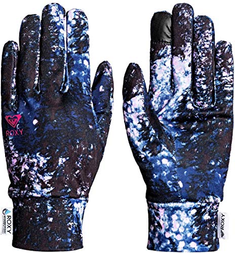 Roxy SNOW Women's Hydrosmart Liner Gloves, medieval blue sparkles, S