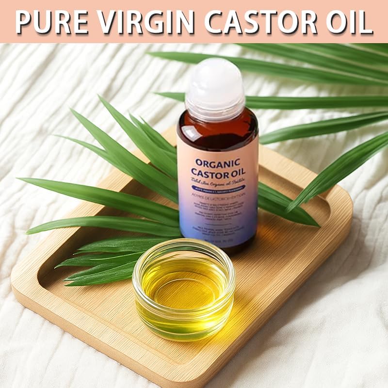 Castor Oil Rose Quartz Roller Ball, Cold Pressed Castor Oil Roll On 099