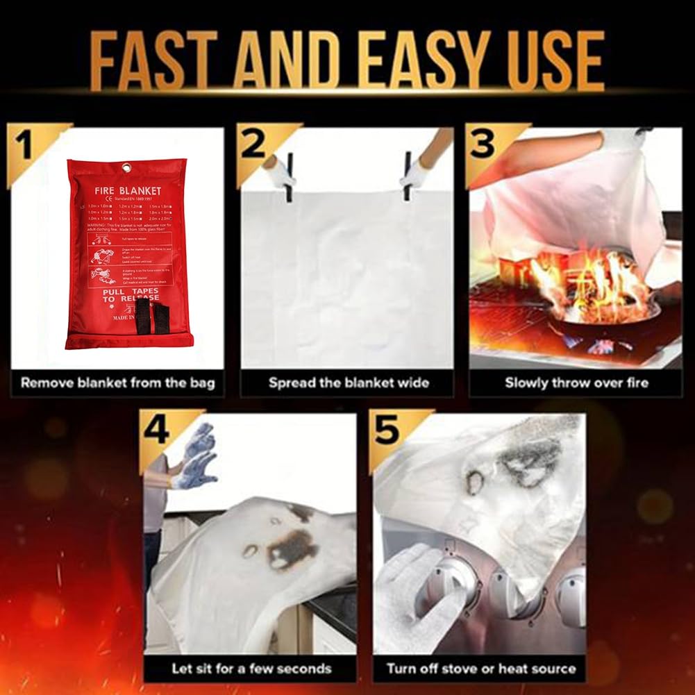 Tlilyy - Manta antifuego de emergencia para cocina, parrilla, chimenea (78,7 pulgadas x 78,7 pulgadas)