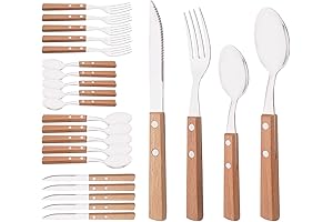 Charming 6-Person Wood Handle Silverware Set
