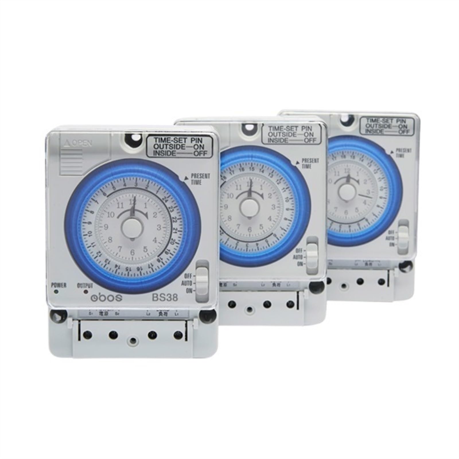Temporizzatore luce 220V meccanico con unità di impostazione minima 15 minuti 96 accensioni/spegnimenti al giorno guida DIN con batteria