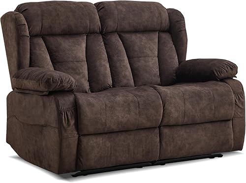 Miniatura 36 de Juego de sofá reclinable de dos plazas para sala de estar, sofá reclinable manual con prácticos bolsillos laterales para asientos de cine en casa