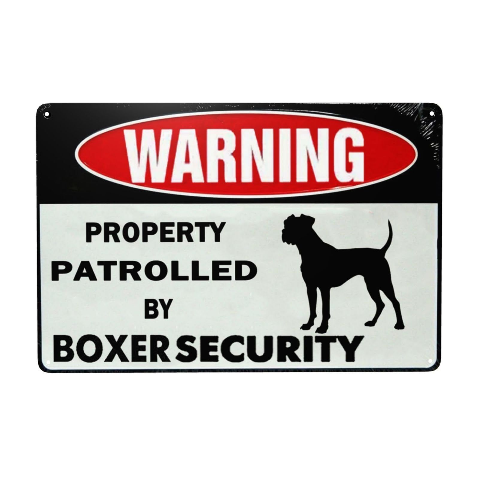 Boxer Dog Security Tin Sign 8x12 Inch Funny Outdoor Warning Decor Ideal For Yard Farmhouse Garden Patio Wall Art Rustic Finish Dog Lover Gift