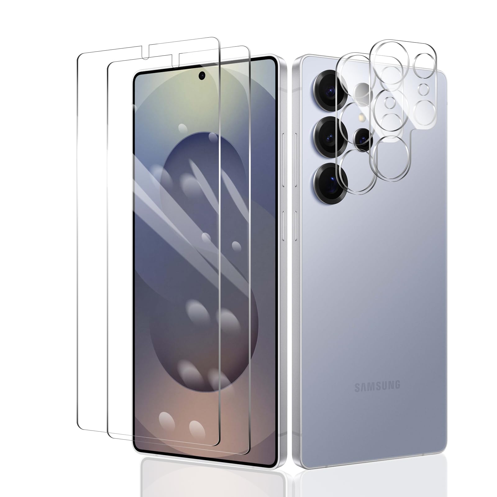 対応 Galaxy S25 Ultra フィルム 保護 【2枚セット ガラスフイルム+2枚カメラフィルム】 Galaxy S25 Ultra 強化ガラス 気泡レス 貼りやすい スクラッチ防止 超耐久 高光沢 全面保護