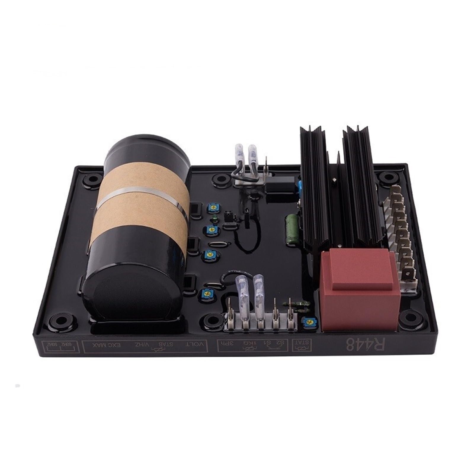 Regulador de tensión automático R448 AVR regulador de voltaje automático módulo de Control estabilizador condensador grande trifásico ajustable piezas del generador Accesorios ( Color : Common quality