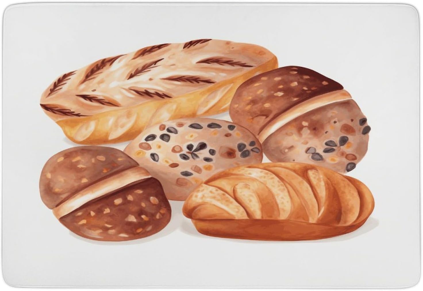 Painted Bread Carpet for Living Room,Washable Dining Room Non-Slip Under Table Rug 40“x60”Large Rugs Lndoor Home Decoration Stain Resistant Carpet for Bedroom