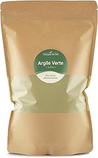 Argile Verte Illite - Poudre surfine - 1kg - Argile Brute 100% naturelle, qualité Premium - Pour la cosmétique maison