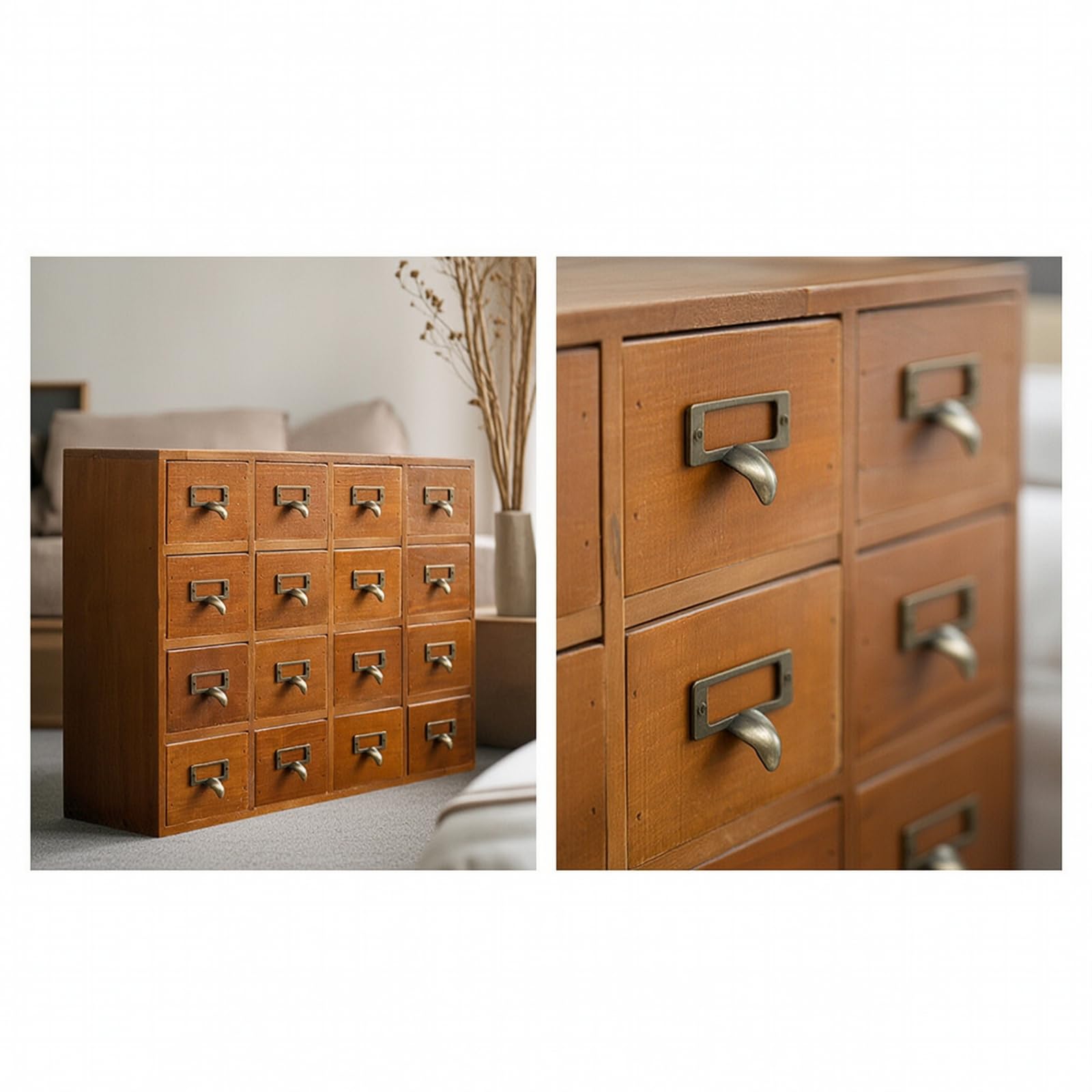 Holzkästchen mit Schubladen platzsparend Schreibtisch-Organizer mit Schubladen Schreibtisch-Organizer für Sammler, Arbeitszimmer, Großer Vier-Schubladen-Schrank