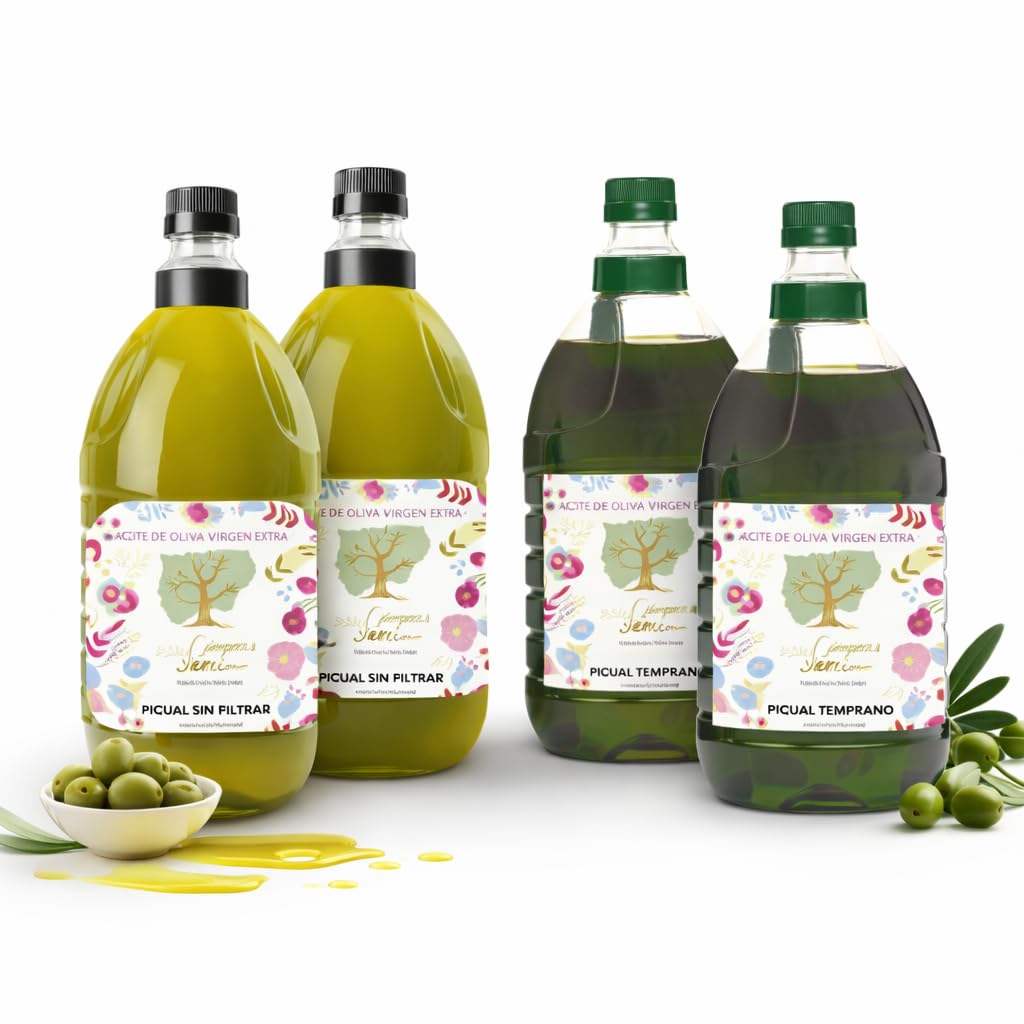 VERDE IBERO Aceite de Oliva Virgen Extra Picual 2L – Pack 4 Botellas (8L) – 2 Filtrado + 2 Sin Filtrar – Nueva Cosecha 2025/2026 – AOVE Jaén de Olivar Tradicional – Sabor Intenso y Frutado