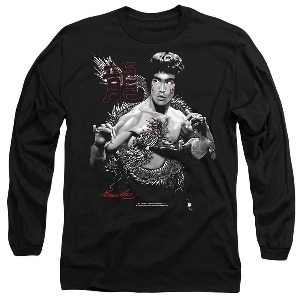 Bruce Lee The Dragon Unisex Long Sleeve T Shirt, Black, XX-Large