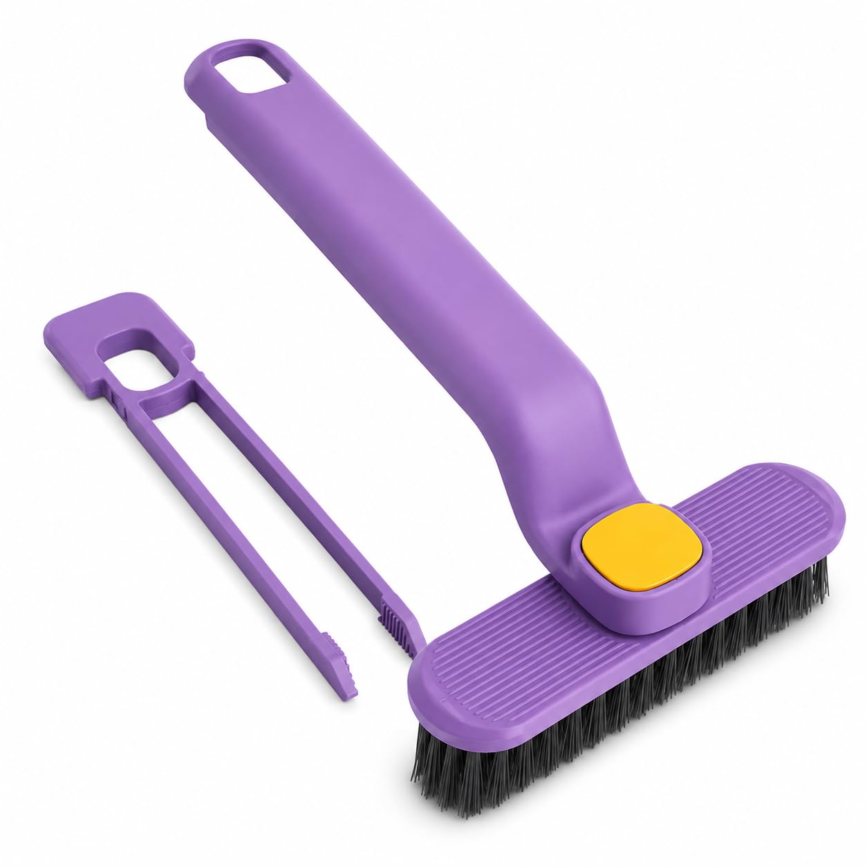 mapperz 360 degree rotating head bathroom cleaning brush with clip tongs for hair, v shape hard bristle crevice gap corner cleaner brush for tiles, floor, wash basin (may vary color) pack of 1