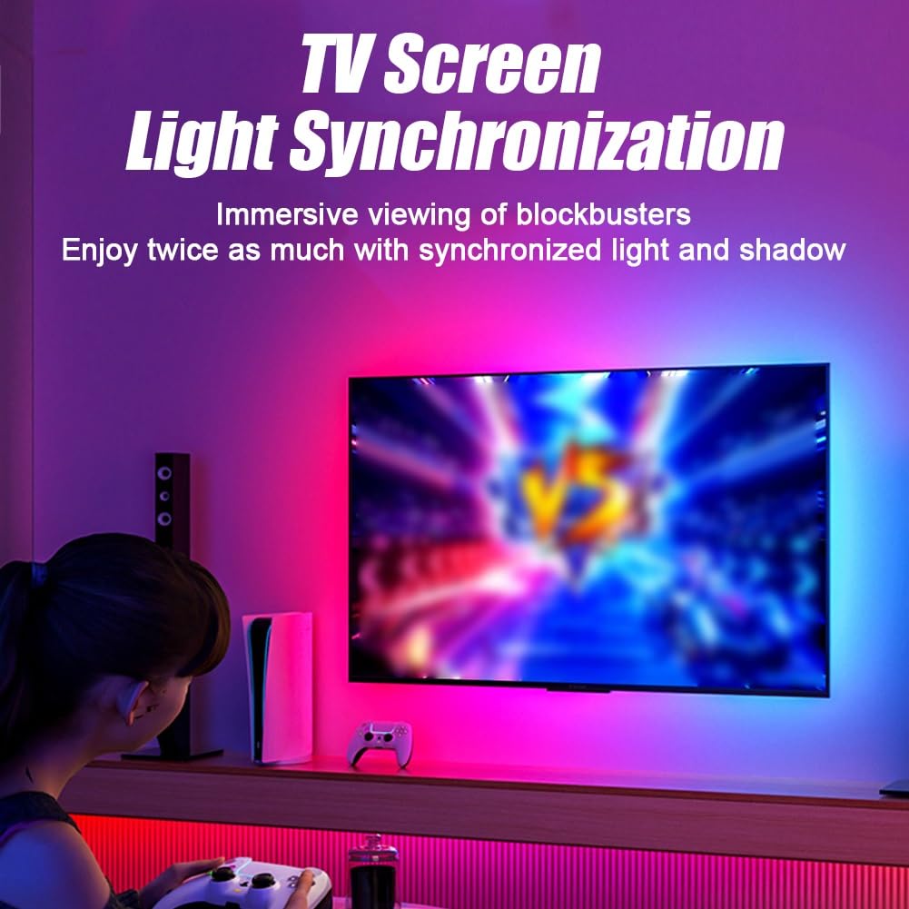 Strisce Led Intelligenti Strisce Luminose A Led Copre Schermi Da 55-70 Pollici E 75-90 Pollici Le Luci Possono Essere Sincronizzate Con Immagini E Musica La Striscia Può Essere Tagliata(75-90in)