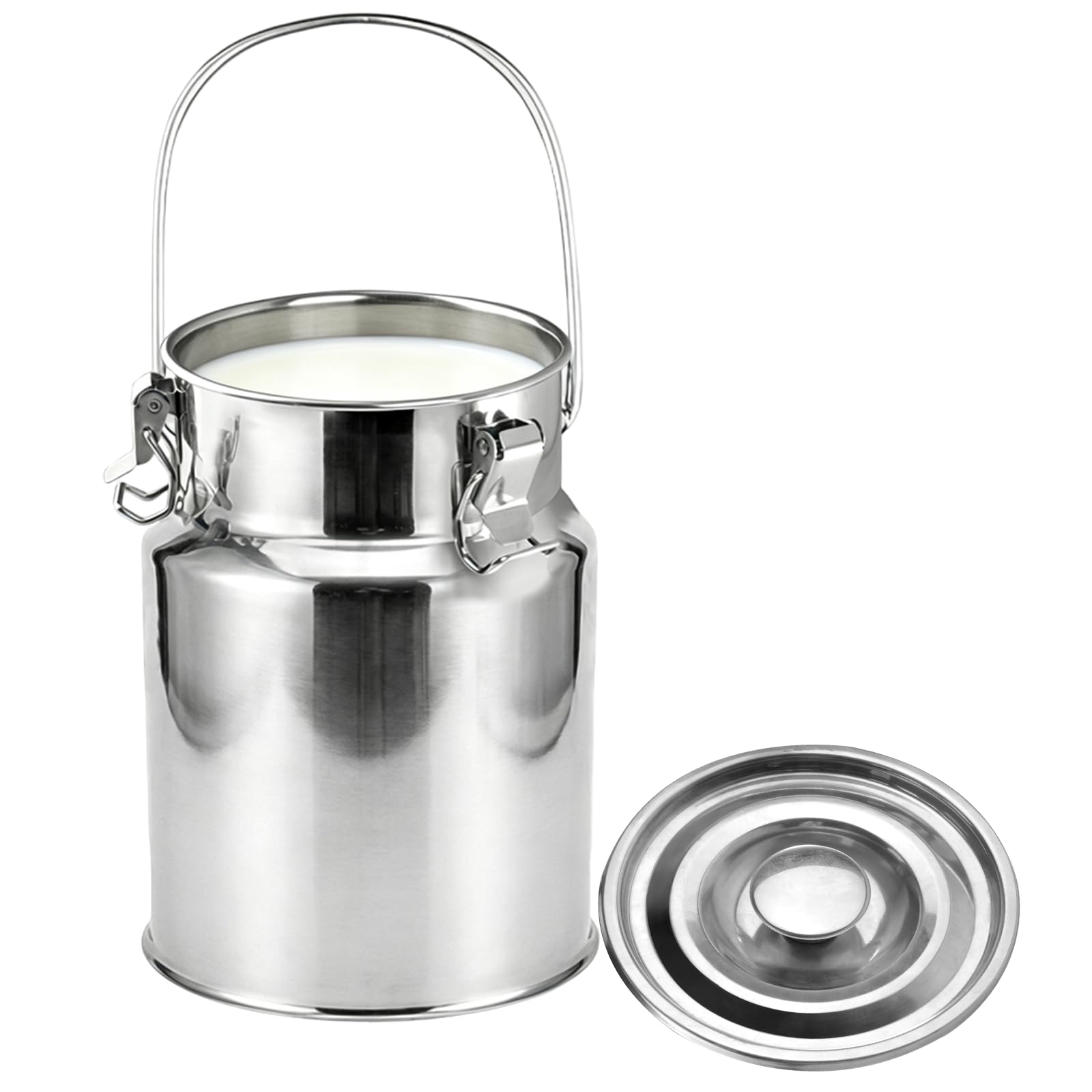 AIZYRLYR Stainless Steel Milk Can with Lid, Milk Pail Milk Jug Sealed Storage Bucket for Milk, Water, Oil, Rice, Farm & Kitchen Use,11L 22x30CM