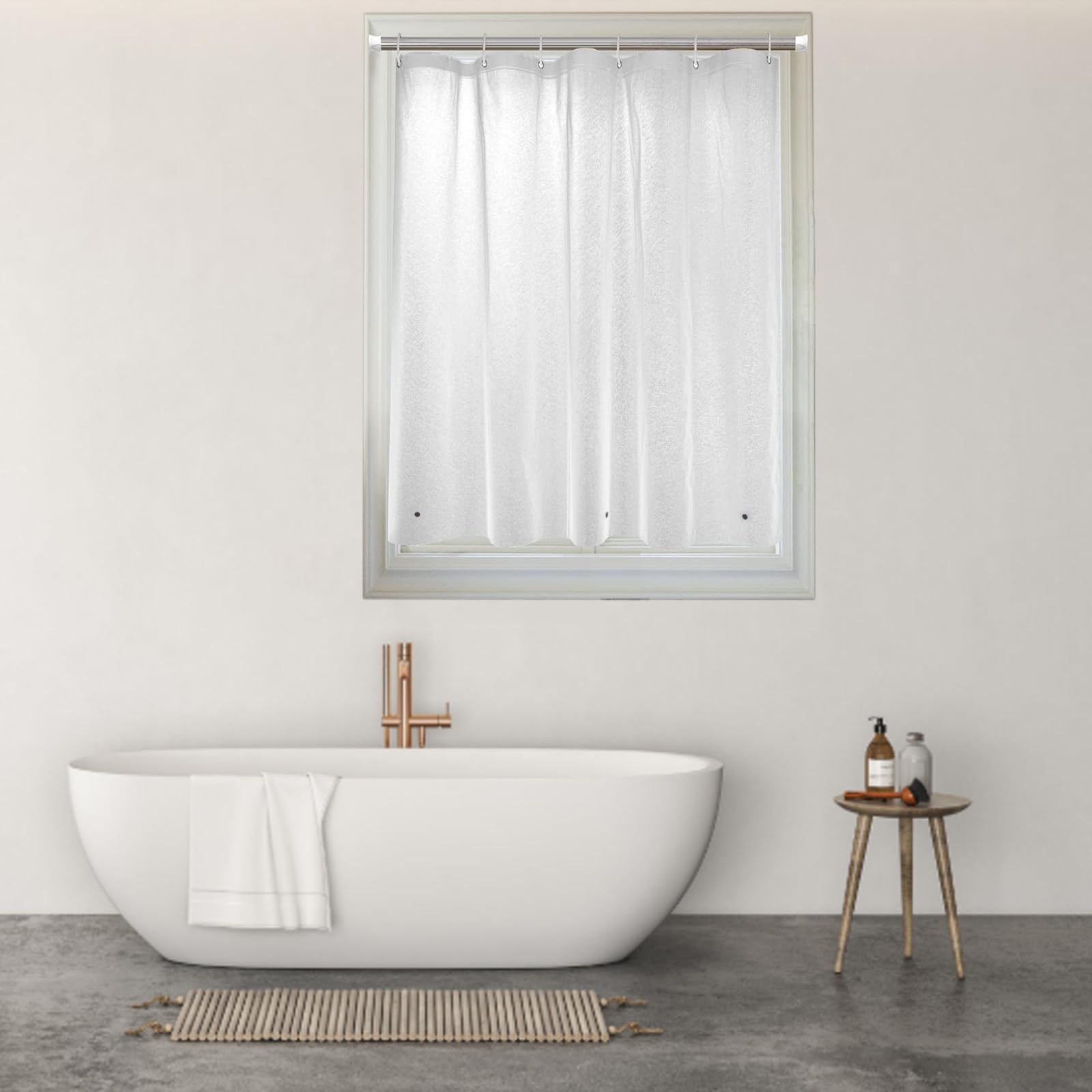 Tonnali 40x36 Shower Window Curtain with 3 Magnets Weights,EVA Vinyl Plastic Waterproof Heavy Duty Small Short Bathroom Window Curtains,40W x 36H,Frosted