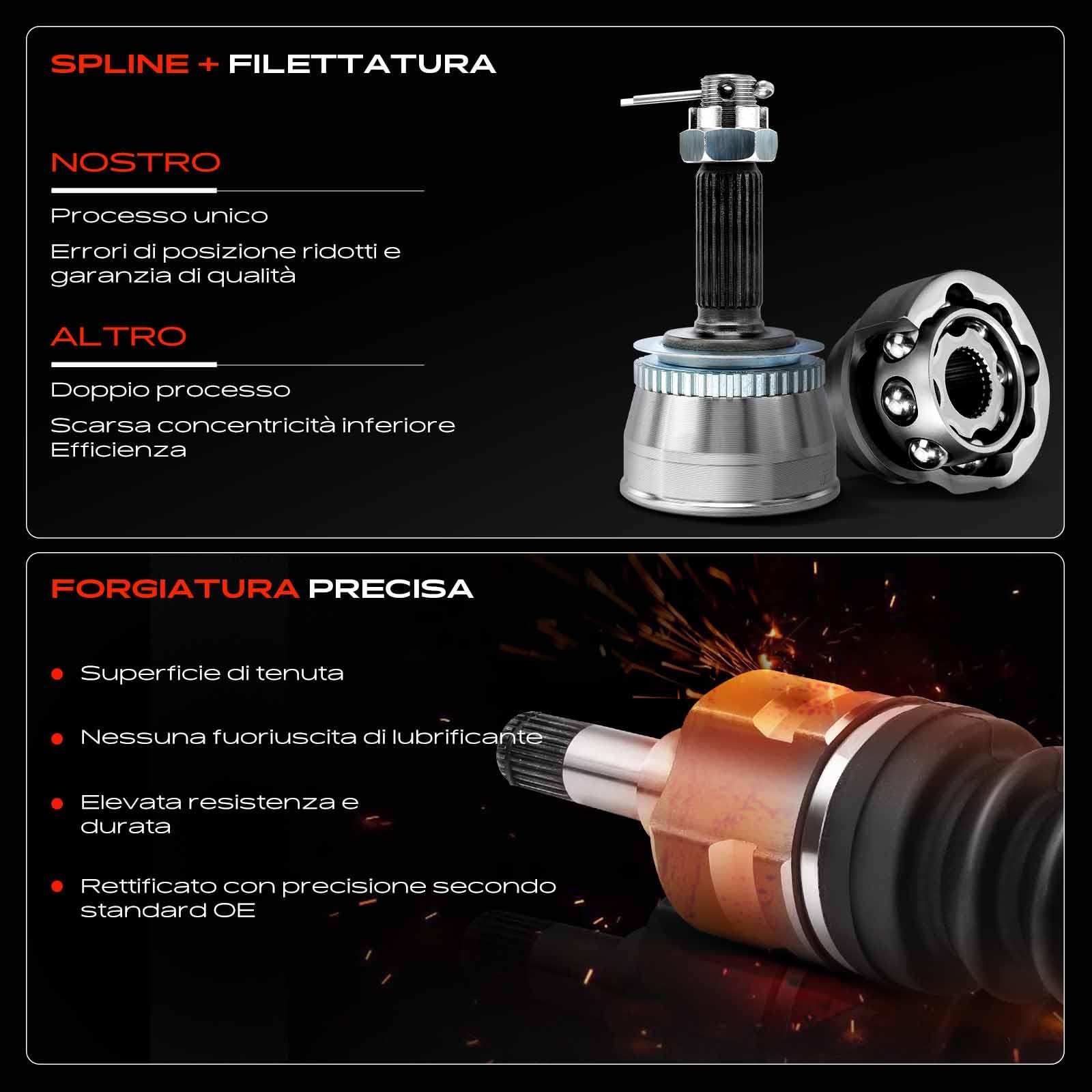 Frankberg Kit Giunti Semiasse Asse Anteriore Compatibile con A4 8K2 A4 Allroad 8KH A4 Avant 8K5 A5 8T3 A5 Cabriolet 8F7 A5 Sportback 8TA A6 4G2 4GC A6 Avant 4G5 4GD Replace# 8K0498099