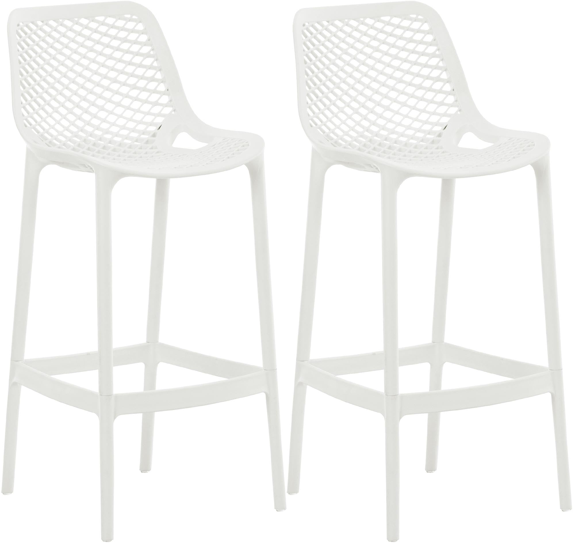 CLP Barhocker 2er Set Garten wetterfest Air, Gartenstühle mit Lehne, Tresenstühle wetterfest UV-beständig aus Kunststoff, bis 160 kg, Farbe:weiß