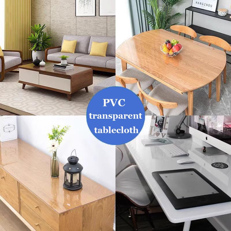 Tovaglia protettiva trasparente per tavolo, spessore 2 mm, impermeabile e oleorepellente, in PVC, per cucina, sala da pranzo, scrivania e piani in legno, protezione della superficie